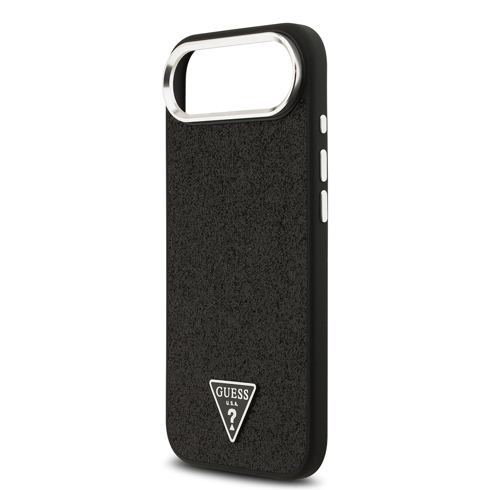 Apple iPhone 17 Air Uyumlu Kılıf Guess Orjinal Lisanslı M-safe Şarj Özellikli Metal Kamera Çerçeveli Üçgen Logolu Glitter Kapak - 23