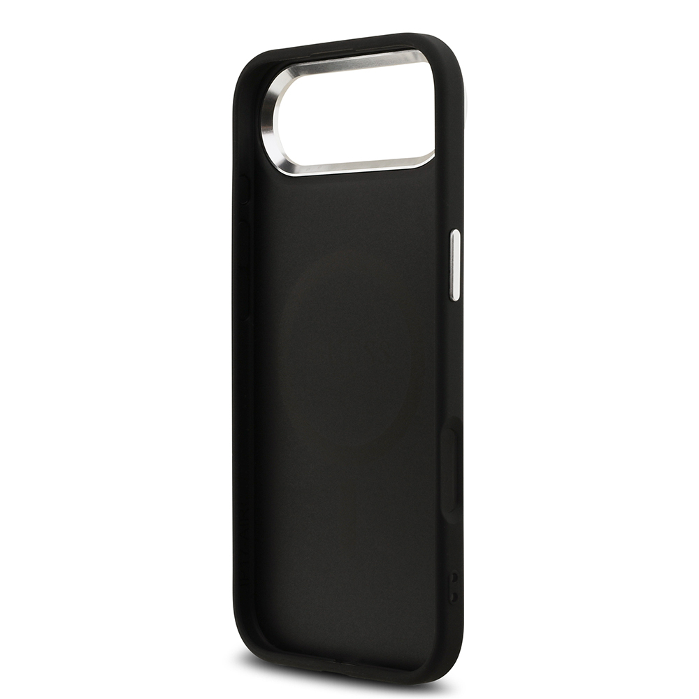 Apple iPhone 17 Air Uyumlu Kılıf Guess Orjinal Lisanslı M-safe Şarj Özellikli Metal Kamera Çerçeveli Üçgen Logolu Glitter Kapak - 24