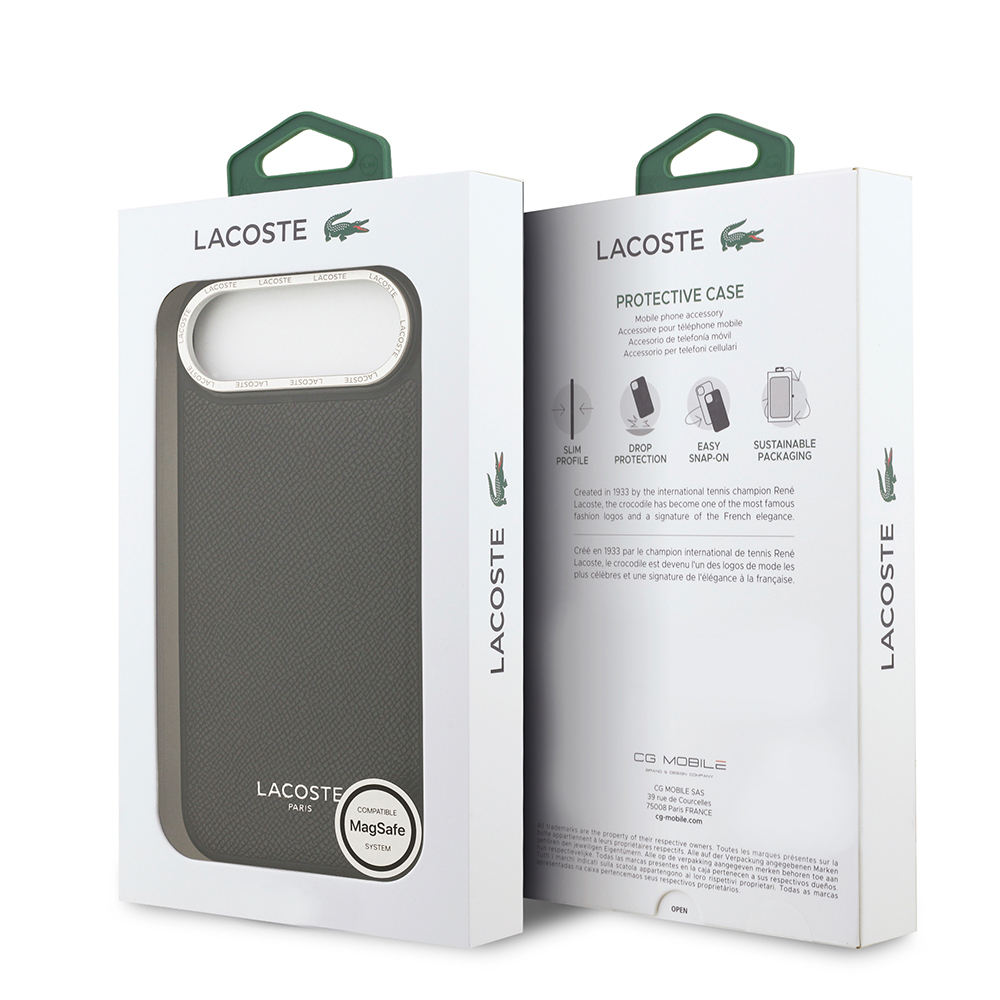 Apple iPhone 17 Air Uyumlu Kılıf Lacoste Orjinal Lisanslı M-safe Şarj Özellikli Champs Elysees PU Deri Tasarımlı Kapak - 7