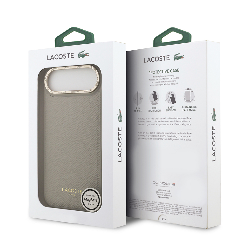 Apple iPhone 17 Air Uyumlu Kılıf Lacoste Orjinal Lisanslı M-safe Şarj Özellikli Champs Elysees PU Deri Tasarımlı Kapak - 14