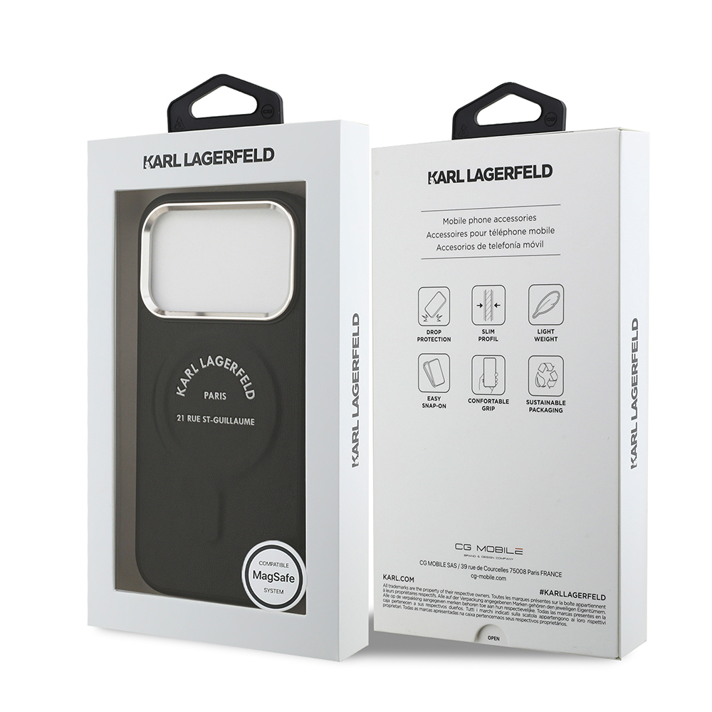 Apple iPhone 17 Pro Uyumlu Kılıf Karl Lagerfeld Orjinal Lisanslı M-safe Şarj Özellikli Metal Kamera ve Buton Tasarımlı Paris RSG PU Deri Kapak - 14