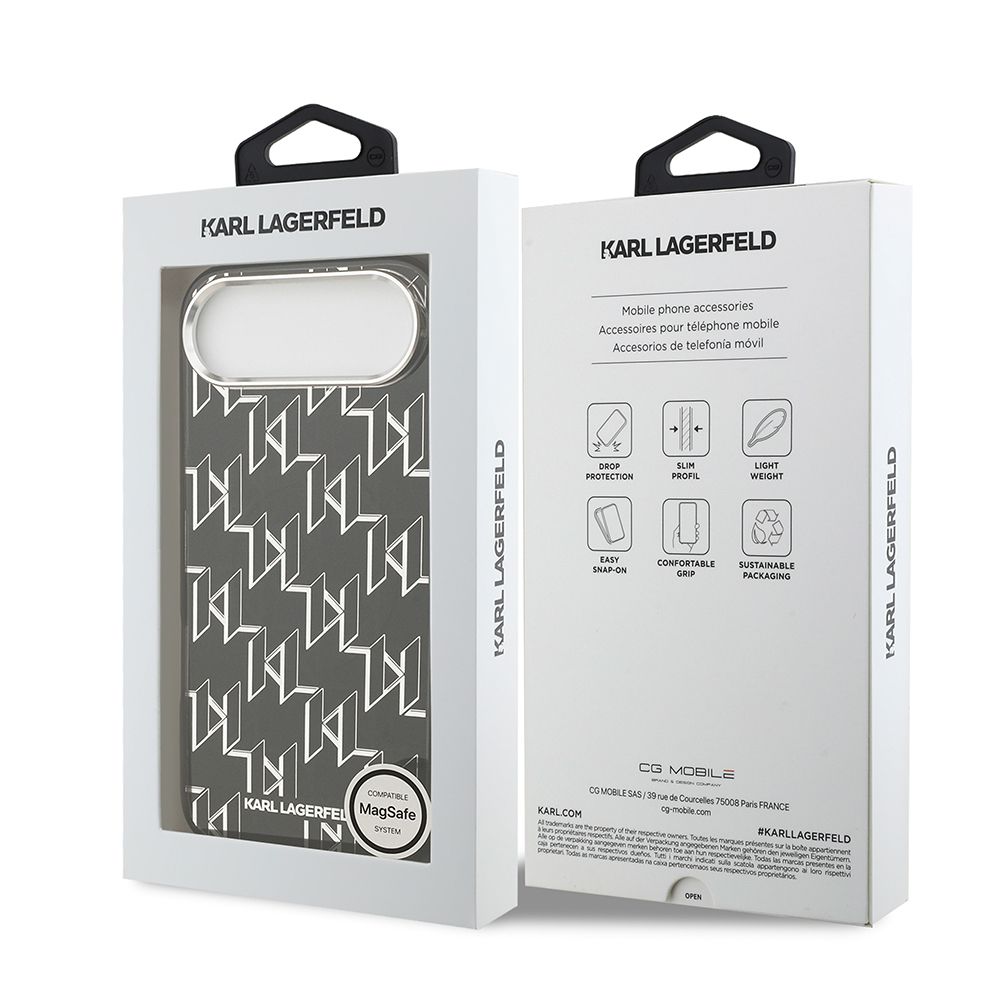 Apple iPhone 17 Air Uyumlu Kılıf Orjinal Lisanslı M-safe Şarj Özellikli Karl Lagerfeld IML Baskılı Monogram Dizayn Kapak - 7