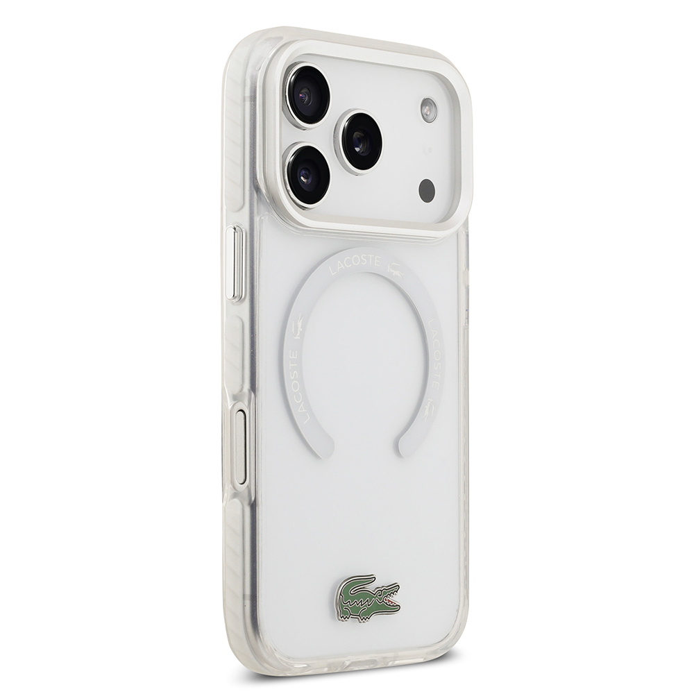 Apple iPhone 17 Pro Uyumlu Kılıf Lacoste Orjinal Lisanslı M-safe Şarj Özellikli İkonik Timsah Logolu Buzlu Kapak - 9
