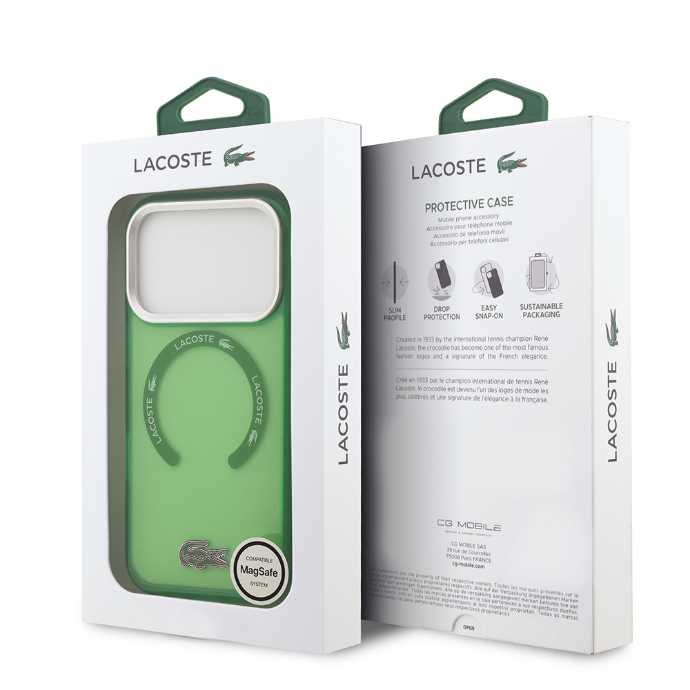 Apple iPhone 17 Pro Uyumlu Kılıf Lacoste Orjinal Lisanslı M-safe Şarj Özellikli İkonik Timsah Logolu Buzlu Kapak - 19