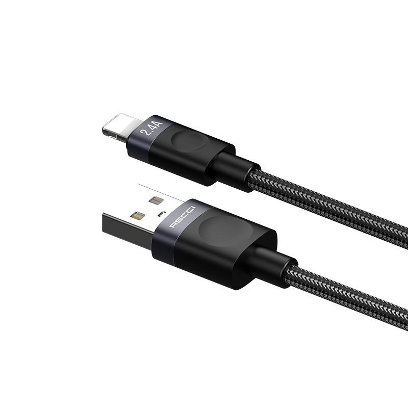 Recci RS50L USB-A to Lightning Örgü Tasarımlı Hızlı Şarj Özellikli Data ve Şarj Kablosu 1M - 2