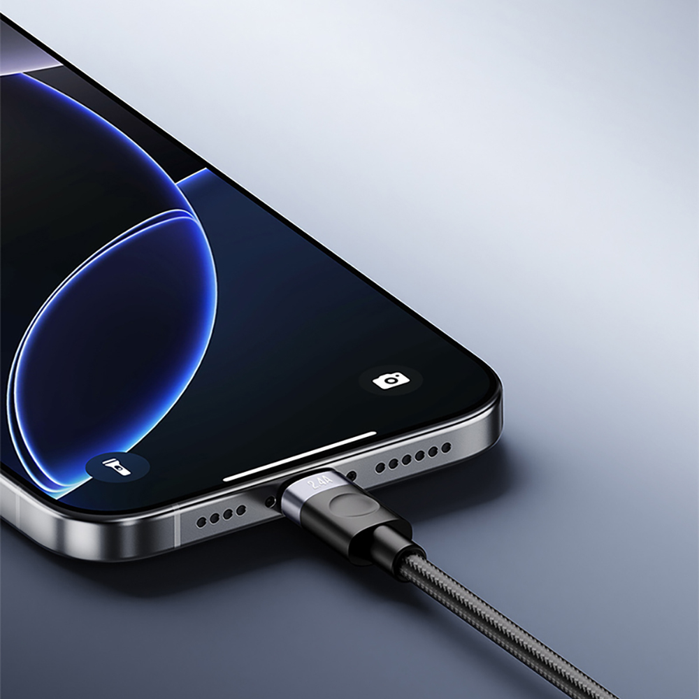Recci RS50L USB-A to Lightning Örgü Tasarımlı Hızlı Şarj Özellikli Data ve Şarj Kablosu 1M - 4