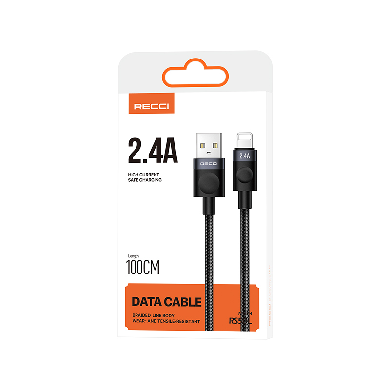 Recci RS50L USB-A to Lightning Örgü Tasarımlı Hızlı Şarj Özellikli Data ve Şarj Kablosu 1M - 6