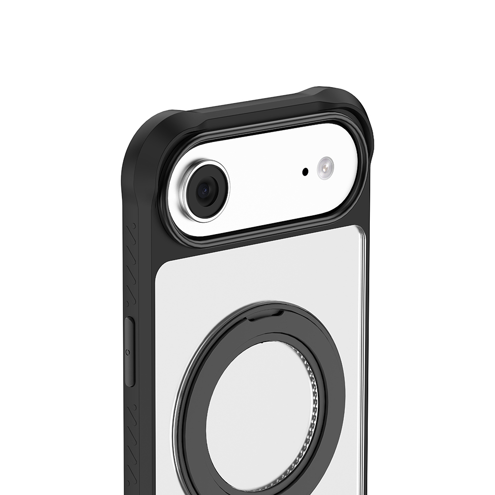 Apple iPhone 17 Air Uyumlu Kılıf M-safe Şarj Özellikli Parmak Ring Standlı Airbag Tasarımlı Mutural Obsidian Serisi Kapak - 3