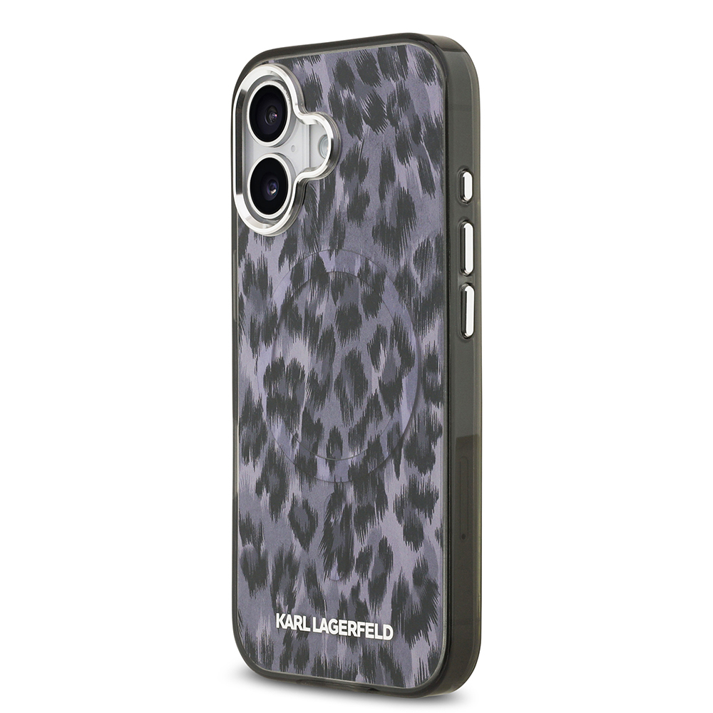 Apple iPhone 17 Uyumlu Kılıf Karl Lagerfeld Orjinal Lisanslı M-safe Şarj Özellikli IML Leopar Baskılı Kapak - 1