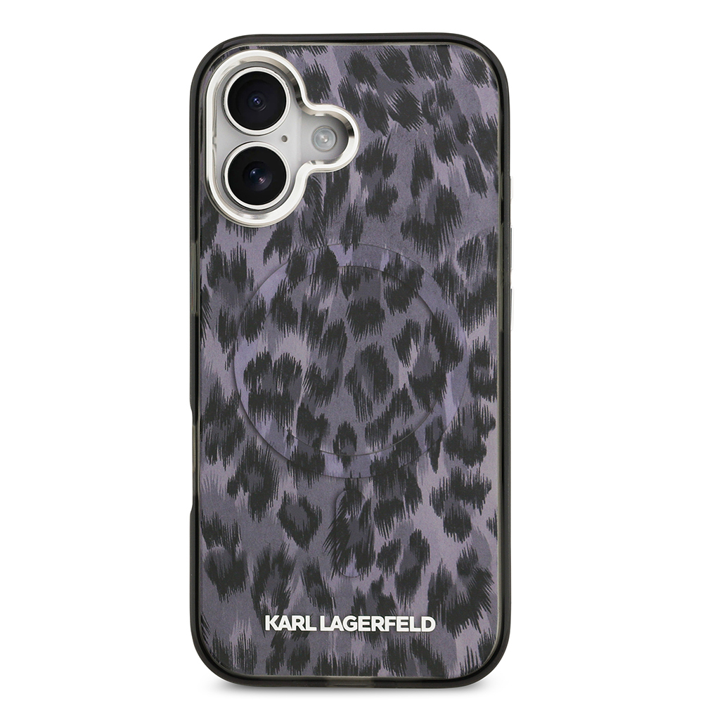 Apple iPhone 17 Uyumlu Kılıf Karl Lagerfeld Orjinal Lisanslı M-safe Şarj Özellikli IML Leopar Baskılı Kapak - 2