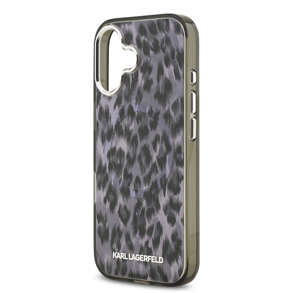 Apple iPhone 17 Uyumlu Kılıf Karl Lagerfeld Orjinal Lisanslı M-safe Şarj Özellikli IML Leopar Baskılı Kapak - 5