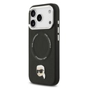 Apple iPhone 17 Pro Uyumlu Kılıf Karl Lagerfeld Orjinal Lisanslı M-safe Şarj Özellikli Metal Kamera ve Buton Tasarımlı Karl PU Deri Kapak - 1