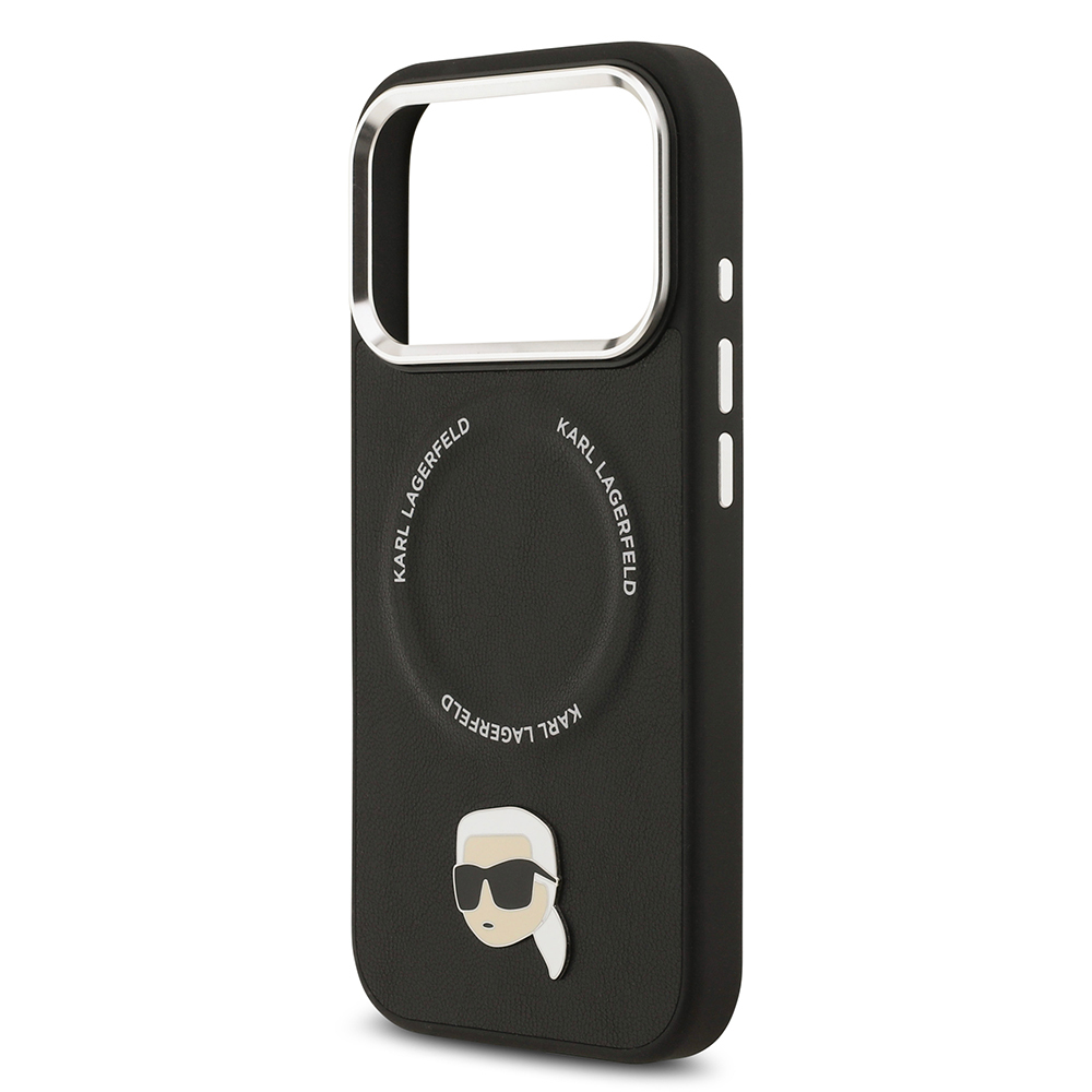 Apple iPhone 17 Pro Uyumlu Kılıf Karl Lagerfeld Orjinal Lisanslı M-safe Şarj Özellikli Metal Kamera ve Buton Tasarımlı Karl PU Deri Kapak - 5