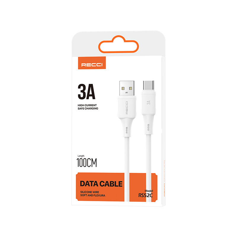 Recci RS52C USB-A to Type-C 3A Hızlı Şarj Özellikli Data ve Şarj Kablosu 1M - 4