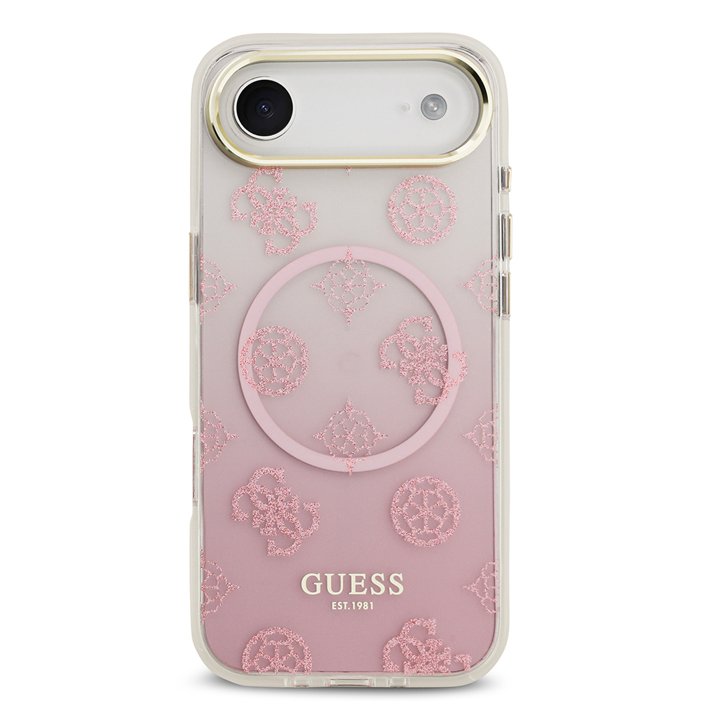 Apple iPhone 17 Air Uyumlu Kılıf Guess Orjinal Lisanslı M-safe Şarj Özellikli Simli Peony Desenli Silikon Kapak - 2