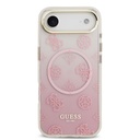 Apple iPhone 17 Air Uyumlu Kılıf Guess Orjinal Lisanslı M-safe Şarj Özellikli Simli Peony Desenli Silikon Kapak - 2