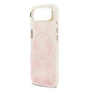 Apple iPhone 17 Air Uyumlu Kılıf Guess Orjinal Lisanslı M-safe Şarj Özellikli Simli Peony Desenli Silikon Kapak - 5