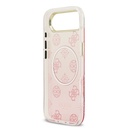 Apple iPhone 17 Air Uyumlu Kılıf Guess Orjinal Lisanslı M-safe Şarj Özellikli Simli Peony Desenli Silikon Kapak - 6