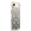 Apple iPhone 17 Air Uyumlu Kılıf Guess Orjinal Lisanslı M-safe Şarj Özellikli Simli Peony Desenli Silikon Kapak - 9