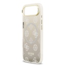 Apple iPhone 17 Air Uyumlu Kılıf Guess Orjinal Lisanslı M-safe Şarj Özellikli Simli Peony Desenli Silikon Kapak - 11