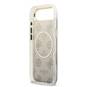 Apple iPhone 17 Air Uyumlu Kılıf Guess Orjinal Lisanslı M-safe Şarj Özellikli Simli Peony Desenli Silikon Kapak - 12