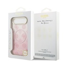 Apple iPhone 17 Air Uyumlu Kılıf Guess Orjinal Lisanslı M-safe Şarj Özellikli Simli Peony Desenli Silikon Kapak - 13