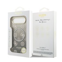 Apple iPhone 17 Air Uyumlu Kılıf Guess Orjinal Lisanslı M-safe Şarj Özellikli Simli Peony Desenli Silikon Kapak - 14