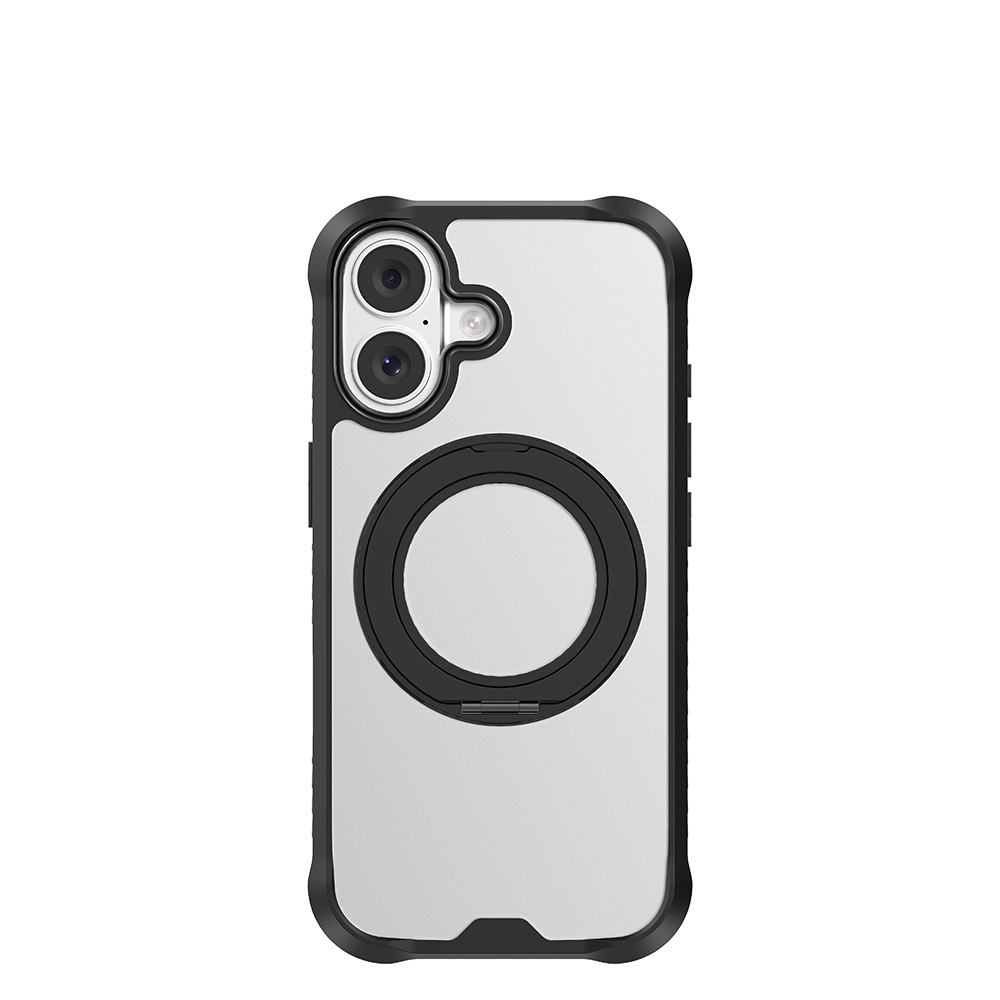 Apple iPhone 17 Uyumlu Kılıf M-safe Şarj Özellikli Parmak Ring Standlı Airbag Tasarımlı Mutural Obsidian Serisi Kapak - 4