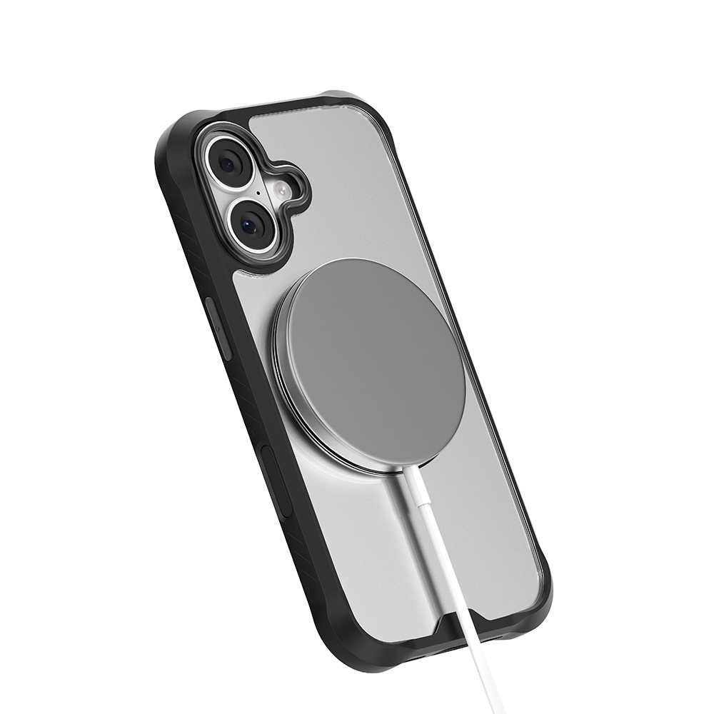 Apple iPhone 17 Uyumlu Kılıf M-safe Şarj Özellikli Parmak Ring Standlı Airbag Tasarımlı Mutural Obsidian Serisi Kapak - 5