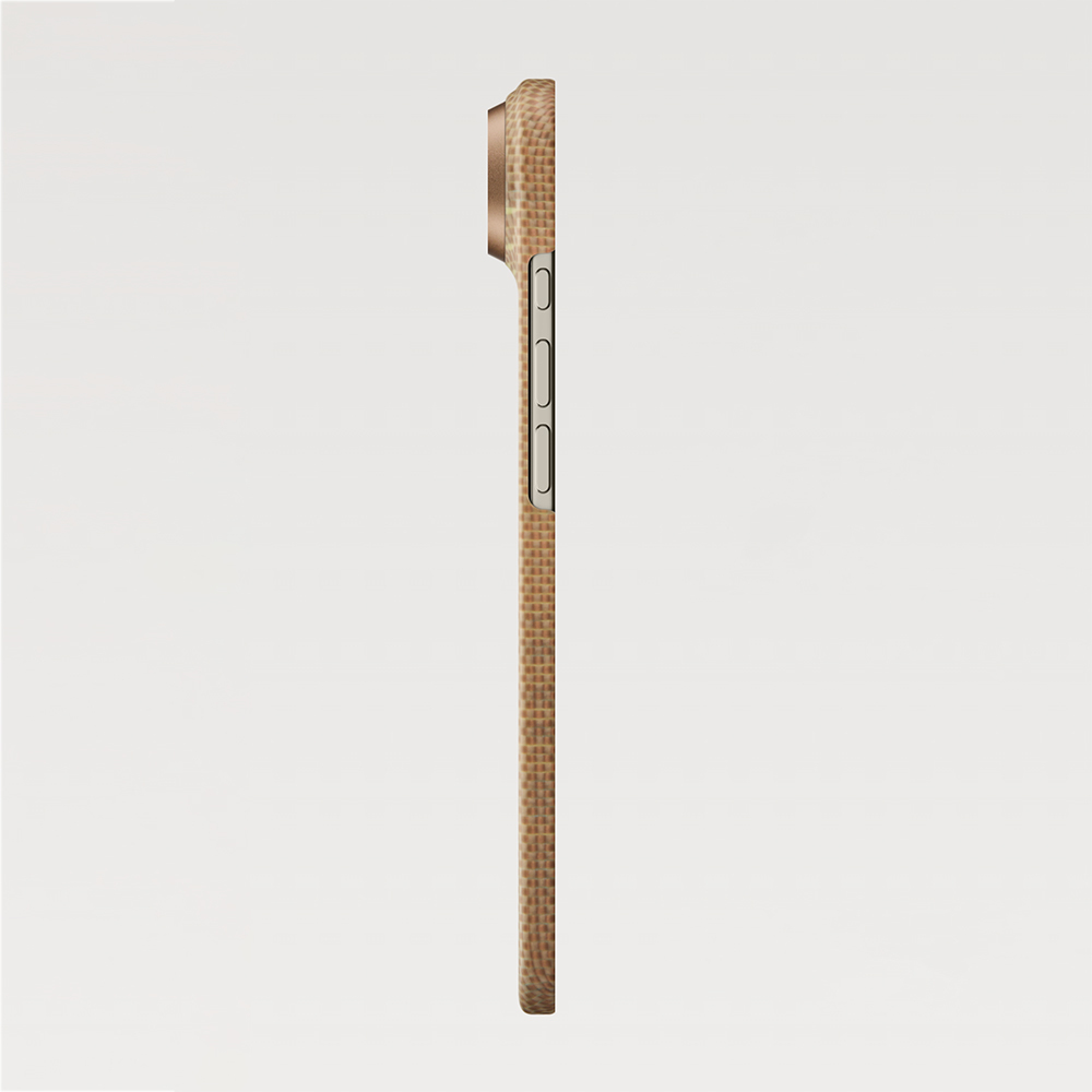 Apple iPhone 17 Air Uyumlu Kılıf M-safe Şarj Özellikli Aramid Fiber Pitaka Glints of Gold Ultra Slim Serisi Kapak - 6