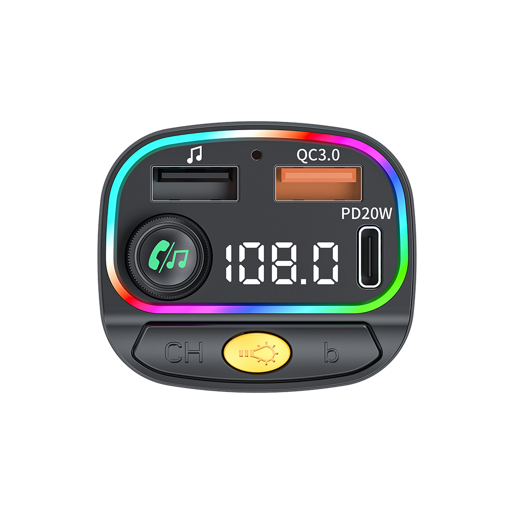 Wiwu Wi-QC031 RGB Bluetooth Transmitter MP3 Type-C ve USB-A Araç Şarjı - 3