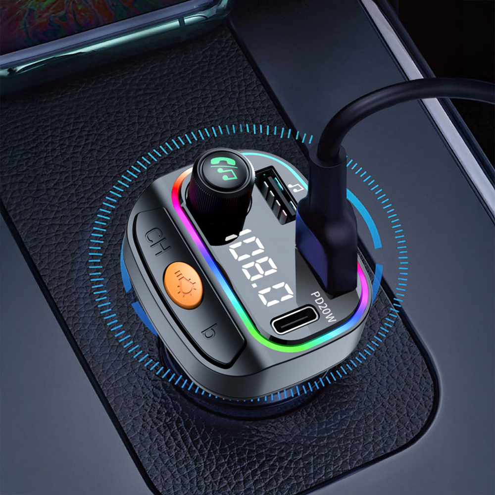 Wiwu Wi-QC031 RGB Bluetooth Transmitter MP3 Type-C ve USB-A Araç Şarjı - 4