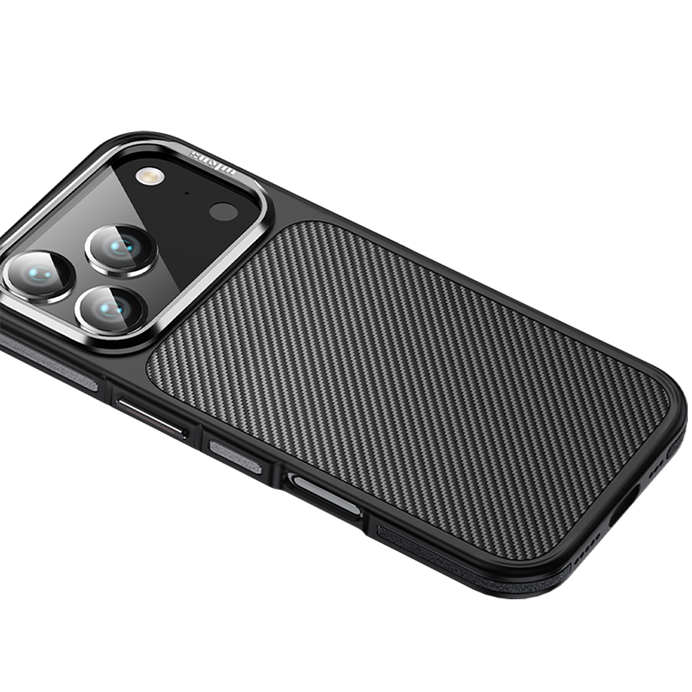 Apple iPhone 17 Pro Max Uyumlu Kılıf Mat Transparan Karbon Fiber Görünümlü Wlons Marin Kapak - 2