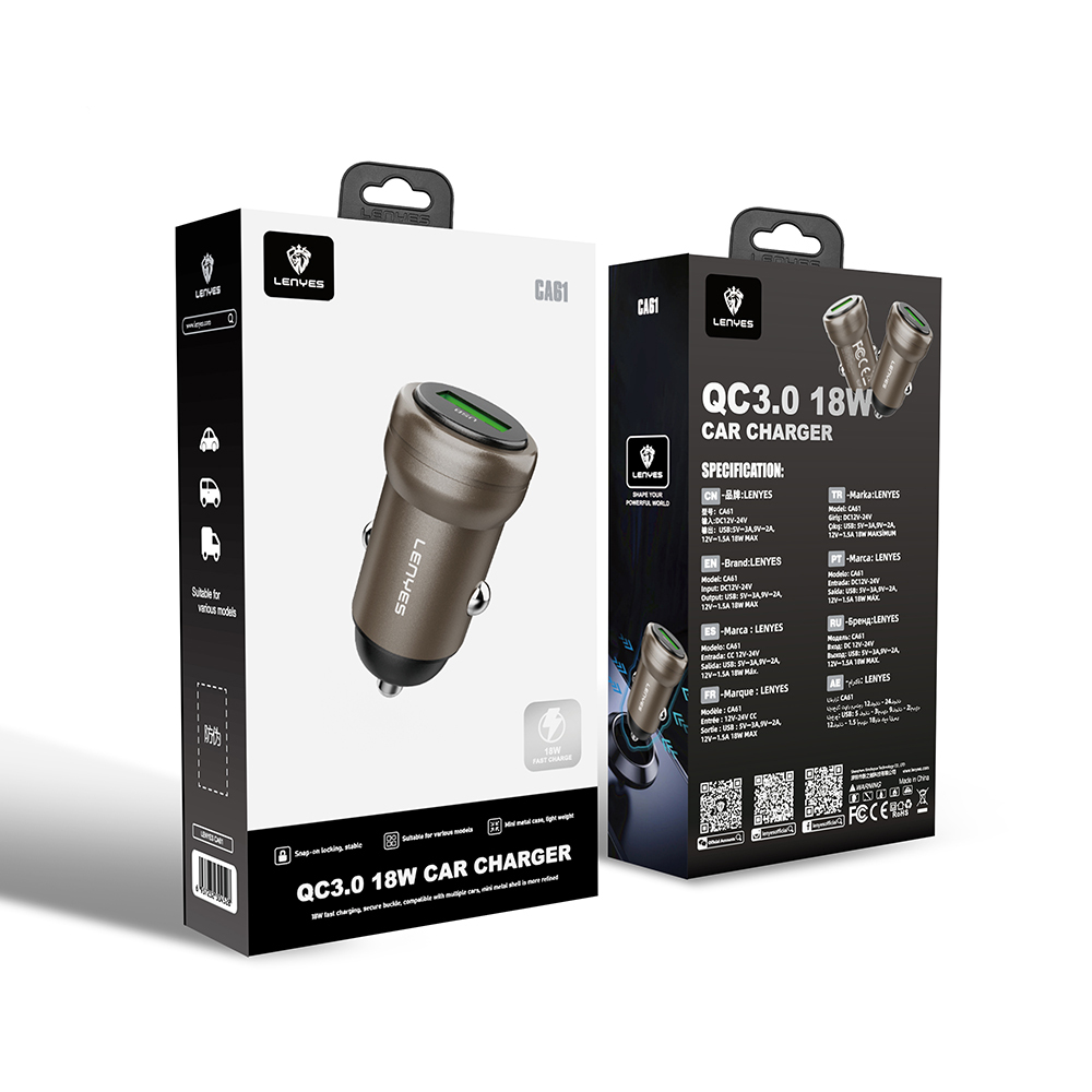 Lenyes CA61 Hızlı Şarj Özellikli USB-A Portlu Araç Şarj Aleti 18W - 5