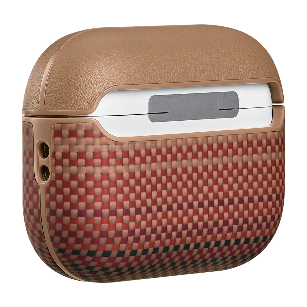 Apple Airpods Pro Uyumlu 3 Kılıf Aramid Fiber Pitaka Tactile Woven Sunset-Moonrise Serisi Kapak - 3