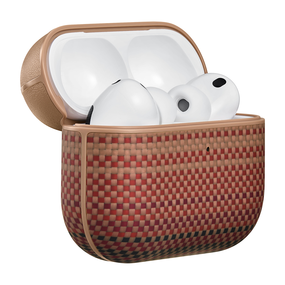 Apple Airpods Pro Uyumlu 3 Kılıf Aramid Fiber Pitaka Tactile Woven Sunset-Moonrise Serisi Kapak - 4