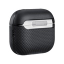 Apple Airpods Pro Uyumlu 3 Kılıf 1500D Aramid Fiber Pitaka Ultra-Slim Classic Serisi Black-Grey Twill Kapak - 1