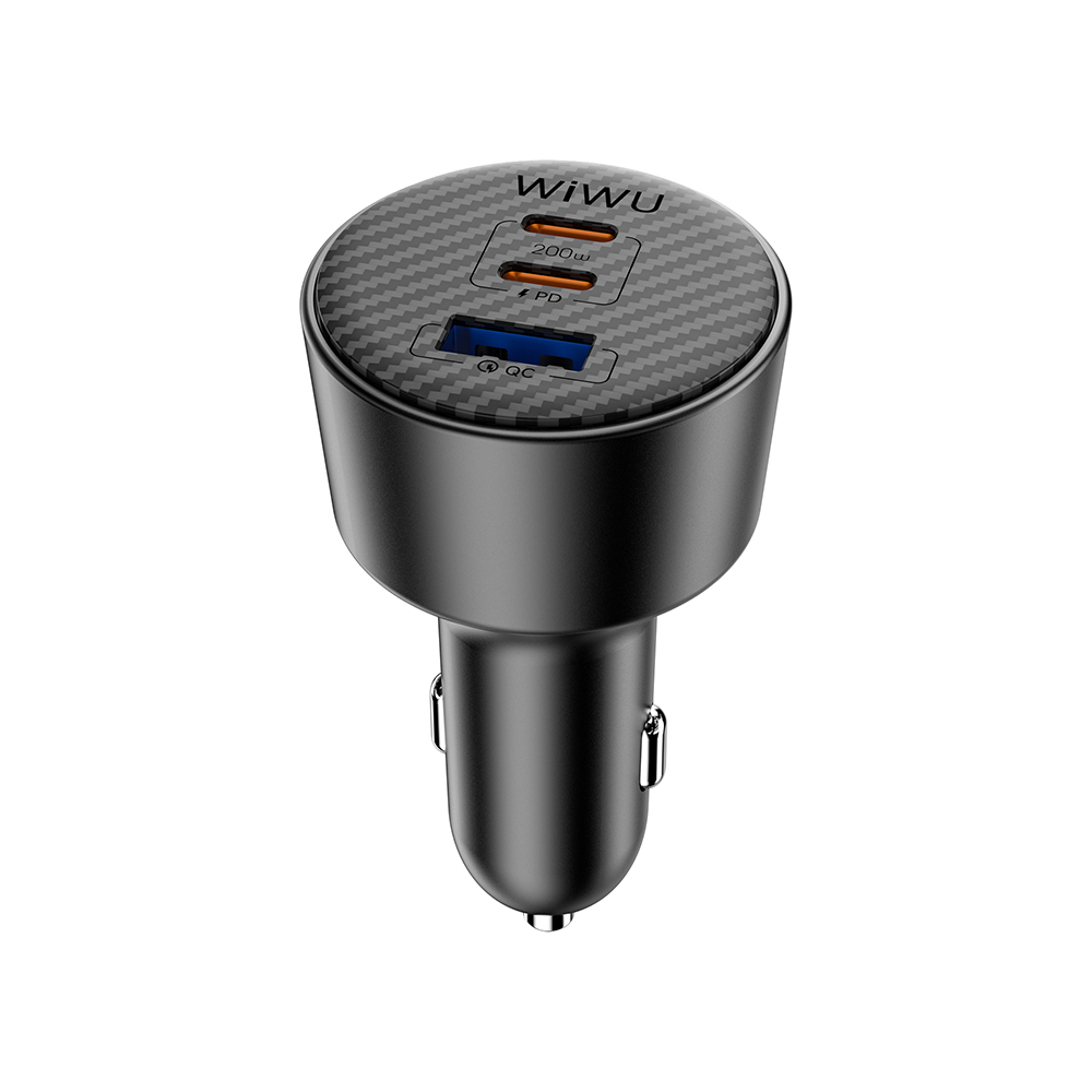 Wiwu Wi-CC026 Hızlı Şarj Özellikli PD Type-C + USB-A Portlu Aramid Fiber Araç Şarj Aleti 200W - 1