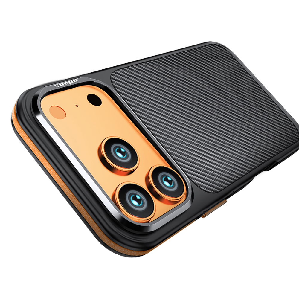 Apple iPhone 17 Pro Uyumlu Kılıf Mat Transparan Karbon Fiber Görünümlü Wlons Marin Kapak - 5