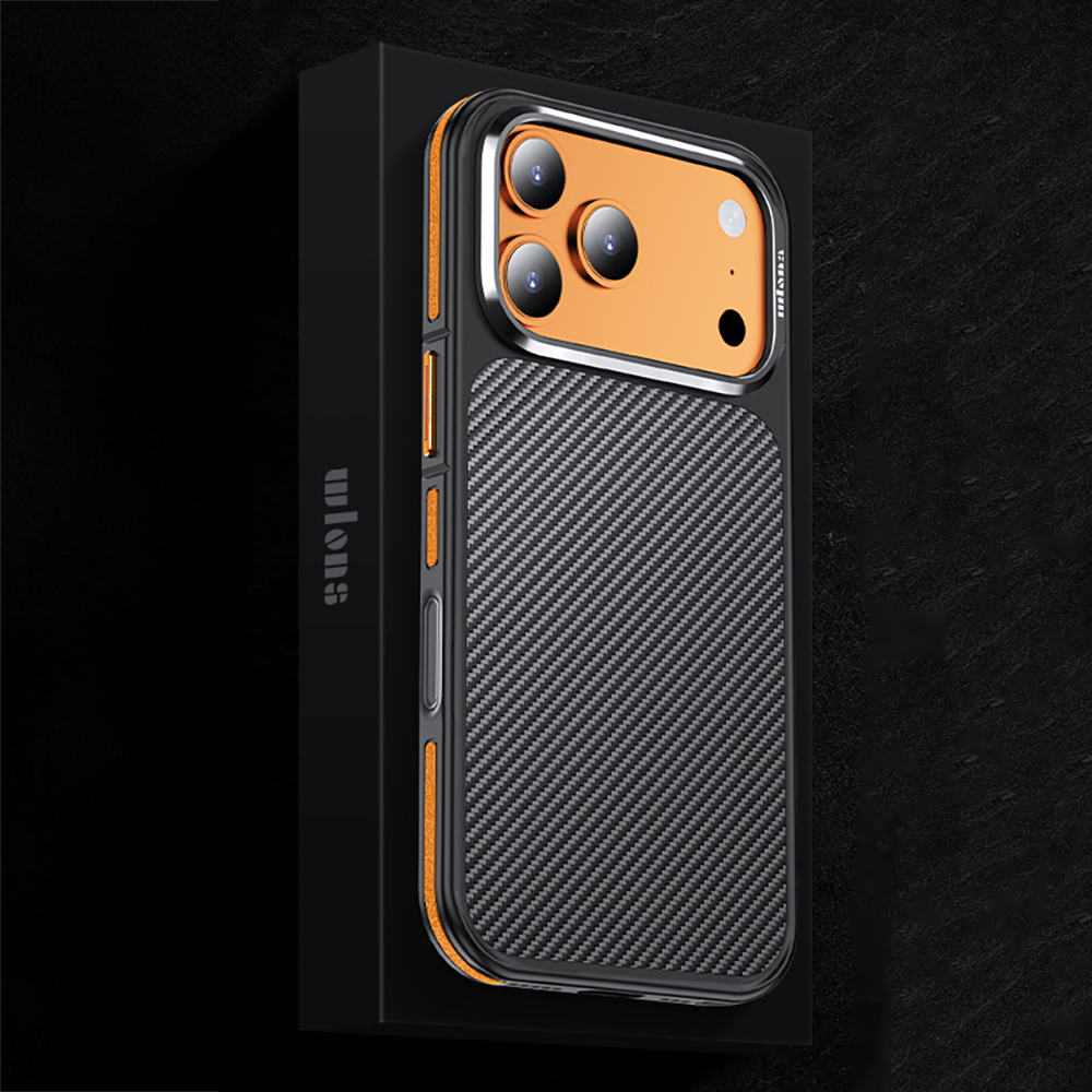 Apple iPhone 17 Pro Uyumlu Kılıf Mat Transparan Karbon Fiber Görünümlü Wlons Marin Kapak - 8