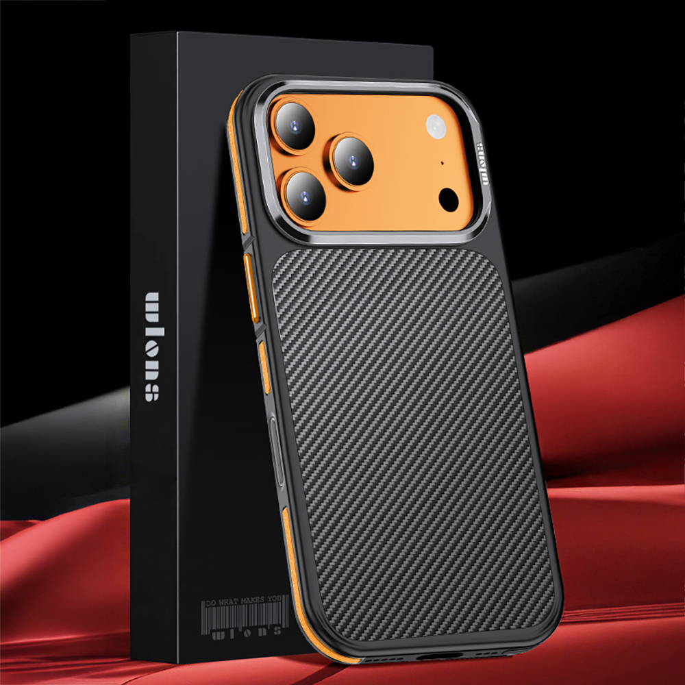 Apple iPhone 17 Pro Uyumlu Kılıf Mat Transparan Karbon Fiber Görünümlü Wlons Marin Kapak - 17