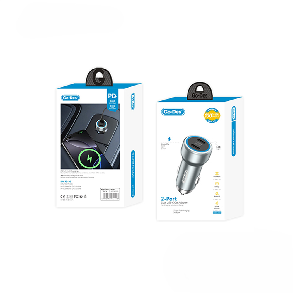 Go Des GD-QC2208 Hızlı Şarj Özellikli LED Aydınlatmalı Araç Şarj Başlığı 30W - 3