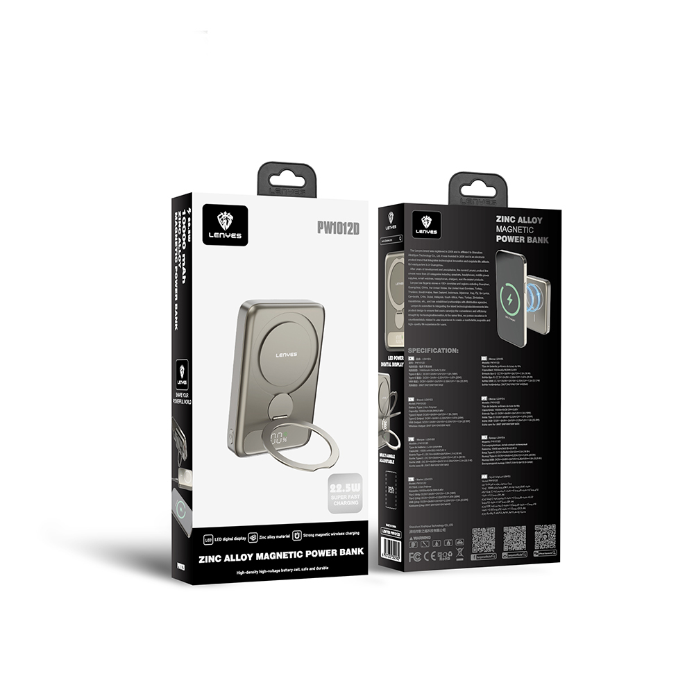 Lenyes PW1012D PD 20W Dijital LED Göstergeli 360 Derece Dönebilen Standlı Kablosuz Şarj Özellikli Wireless Powerbank 15W 10000mAh - 7