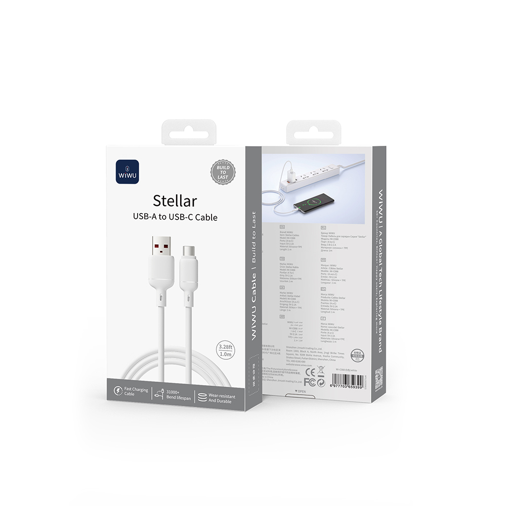 Wiwu Wi-C088 Stellar Serisi USB-A to Type-C Hızlı Şarj Özellikli Data ve Şarj Kablosu 1M - 3