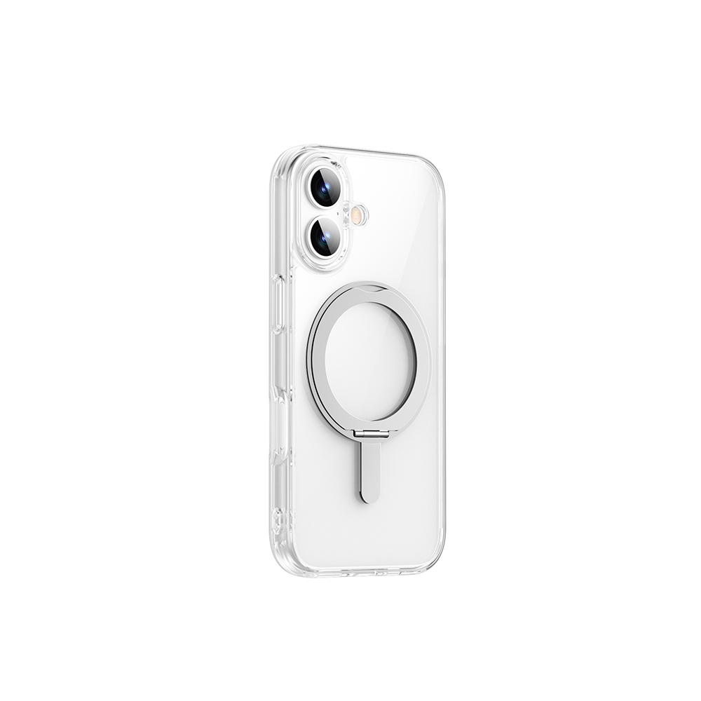 Apple iPhone 17 Uyumlu Kılıf M-safe Şarj Özellikli Wiwu MCC-201 iShield Ultra Serisi Standlı Crystal Sert PC Kapak - 1