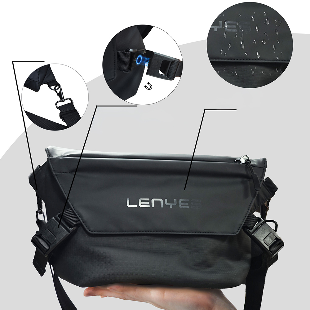 Lenyes LB563 Dreamer Crossbody Serisi Su Geçirmez Deri Tasarımlı Çapraz Vücut Çantası - 5