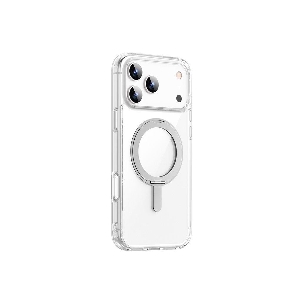 Apple iPhone 17 Pro Uyumlu Kılıf M-safe Şarj Özellikli  Wiwu MCC-201 iShield Ultra Serisi Standlı Crystal Sert PC Kapak - 1