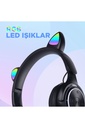 M6 Pro Cat RGB Led Işıklı Kedi Kulağı Band Tasarımlı Ayarlanabilir ve Katlanabilir Kulak Üstü Bluetooth Kulaklık