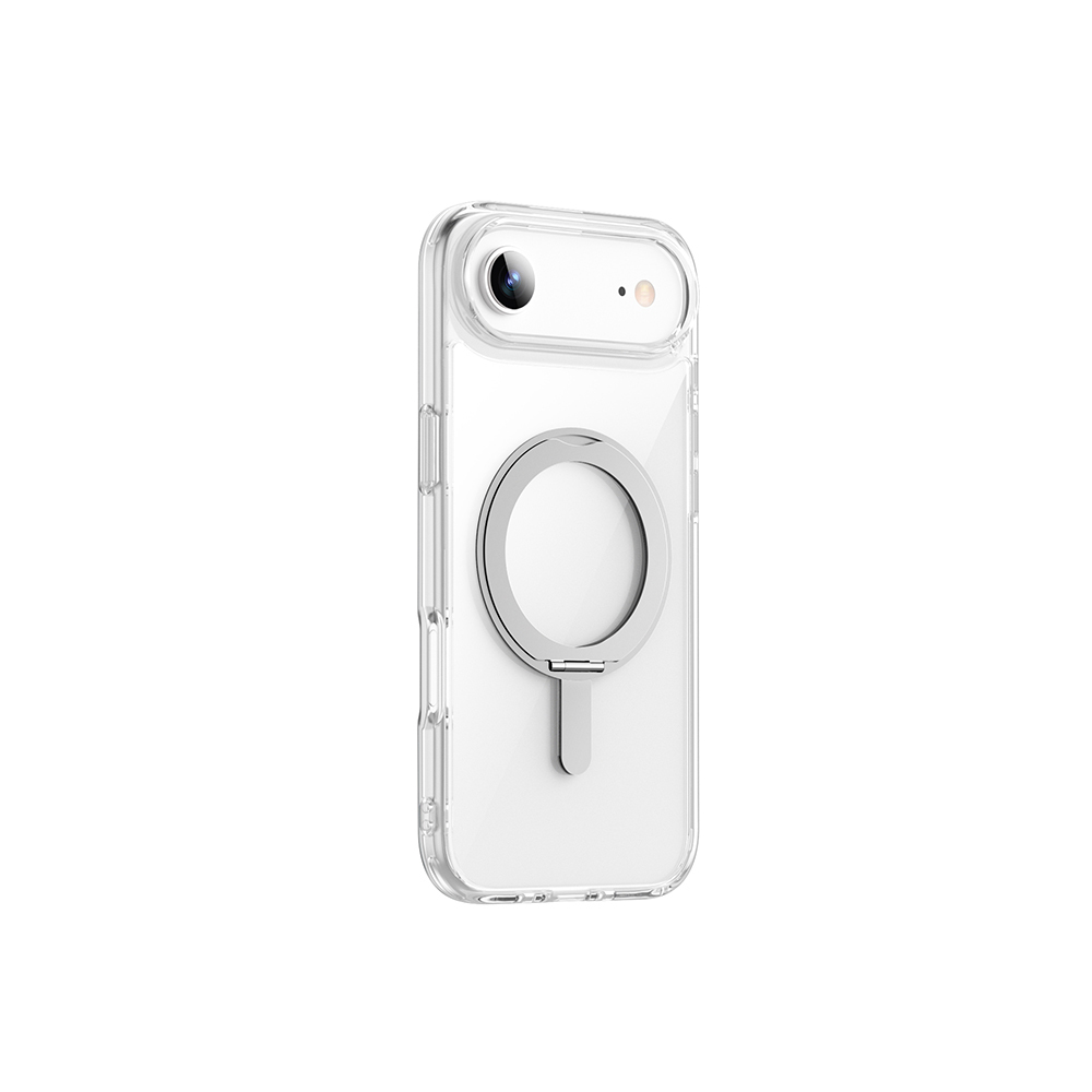 Apple iPhone 17 Air Uyumlu Kılıf M-safe Şarj Özellikli Wiwu MCC-201 iShield Ultra Serisi Standlı Crystal Sert PC Kapak - 1