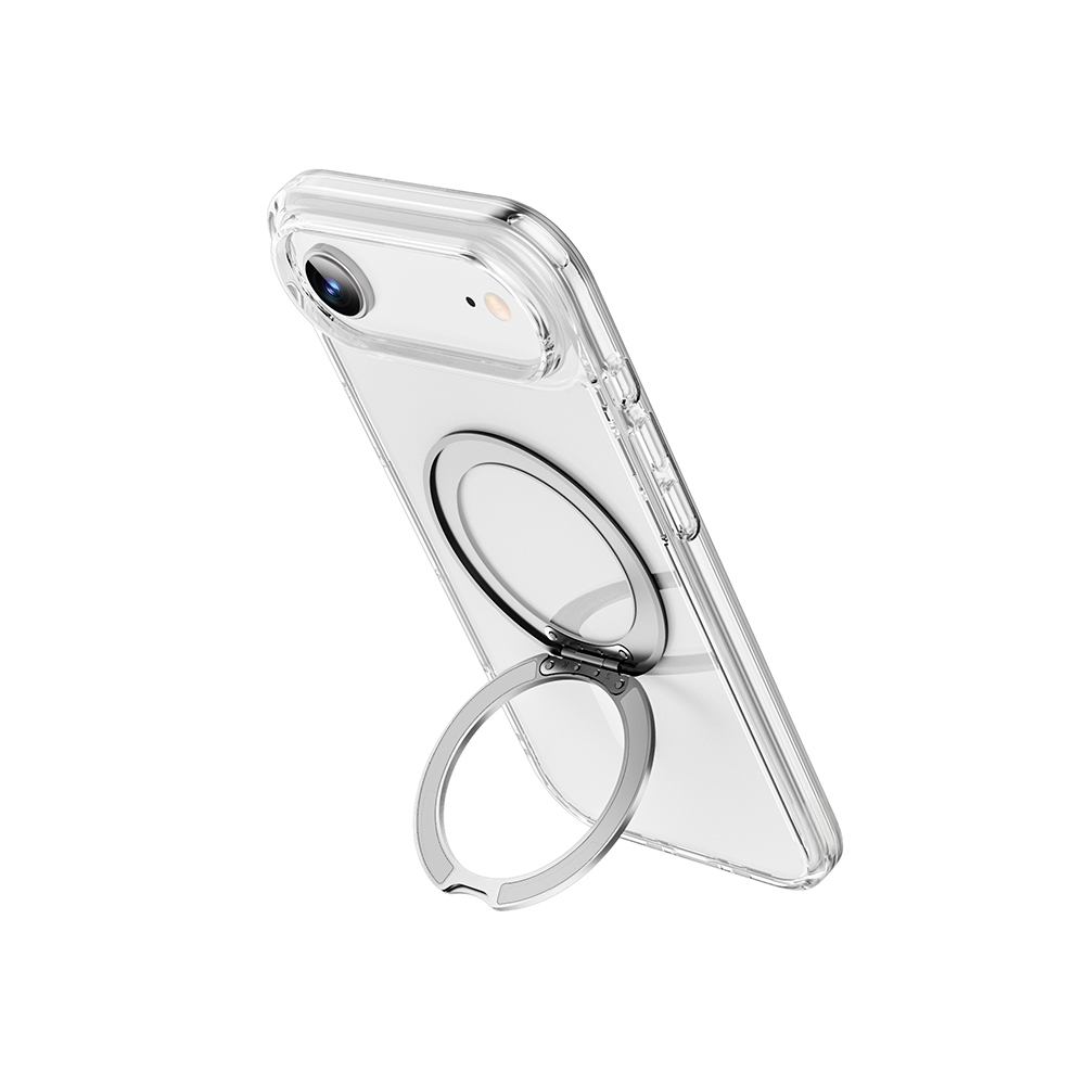 Apple iPhone 17 Air Uyumlu Kılıf M-safe Şarj Özellikli Wiwu MCC-201 iShield Ultra Serisi Standlı Crystal Sert PC Kapak - 3